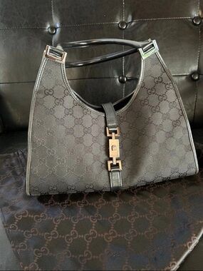 Gucci Black Monogram Hobo Bag